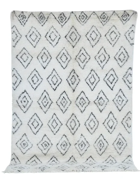 tapis berbere azilal blanc noir sur mesure