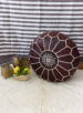 Pouf marocain en cuir marron miel