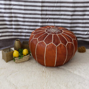 Pouf marocain en cuir terracotta