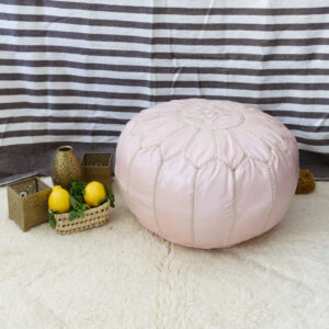 Pouf marocain en cuir Rose