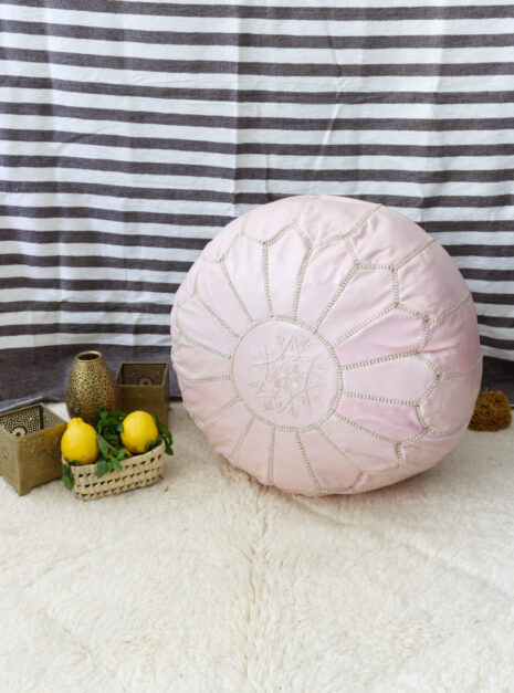 Pouf marocain en cuir Rose